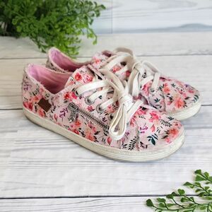 Blowfish Malibu Foxie Floral Canvas  Sneakers with Pink & White Womens Size 6.5